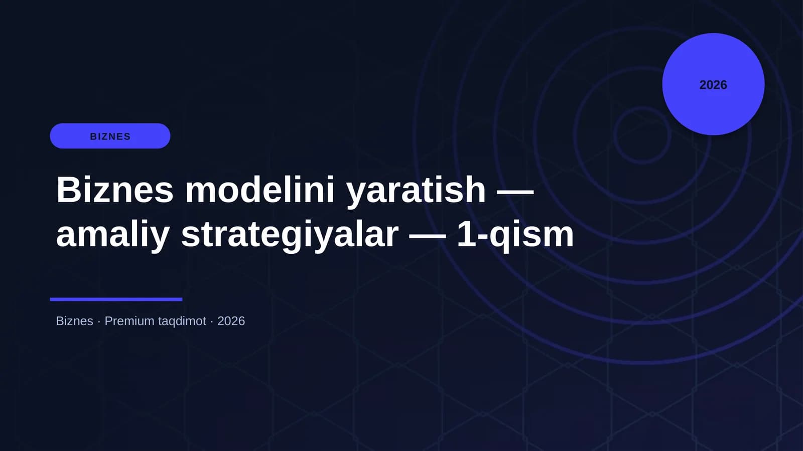 Biznes modelini yaratish — amaliy strategiyalar — 1-qism