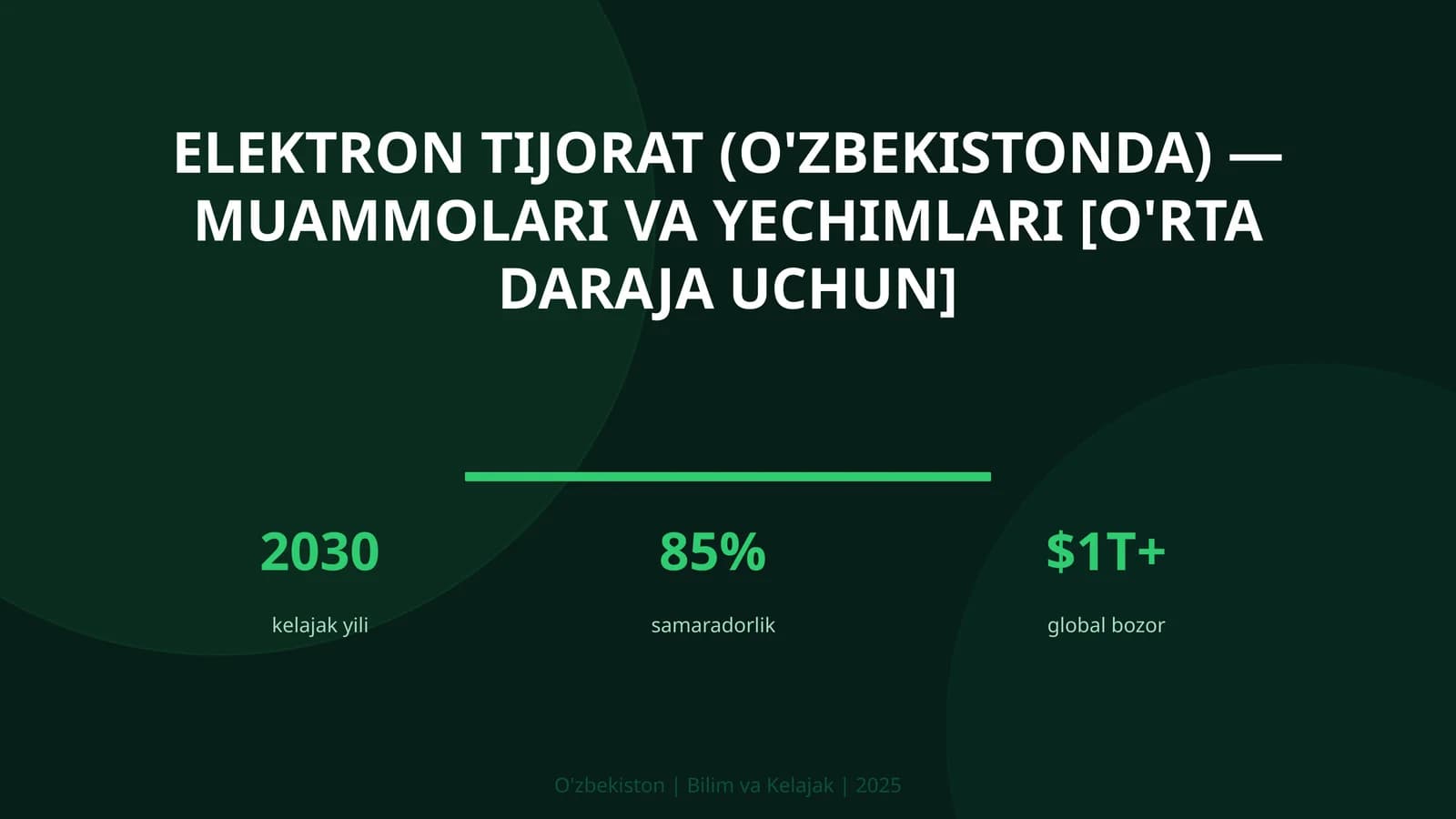 Elektron tijorat (O'zbekistonda) — muammolari va yechimlari [o'rta daraja uchun]
