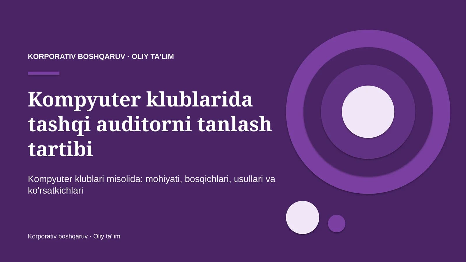 Kompyuter klublarida tashqi auditorni tanlash tartibi
