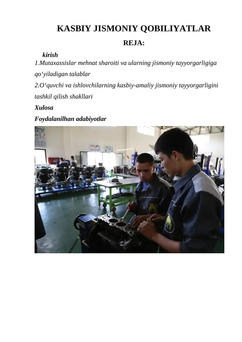 Kasbiy Jismoniy Qobiliyatlar