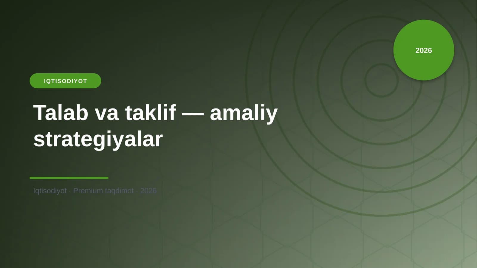 Talab va taklif — amaliy strategiyalar