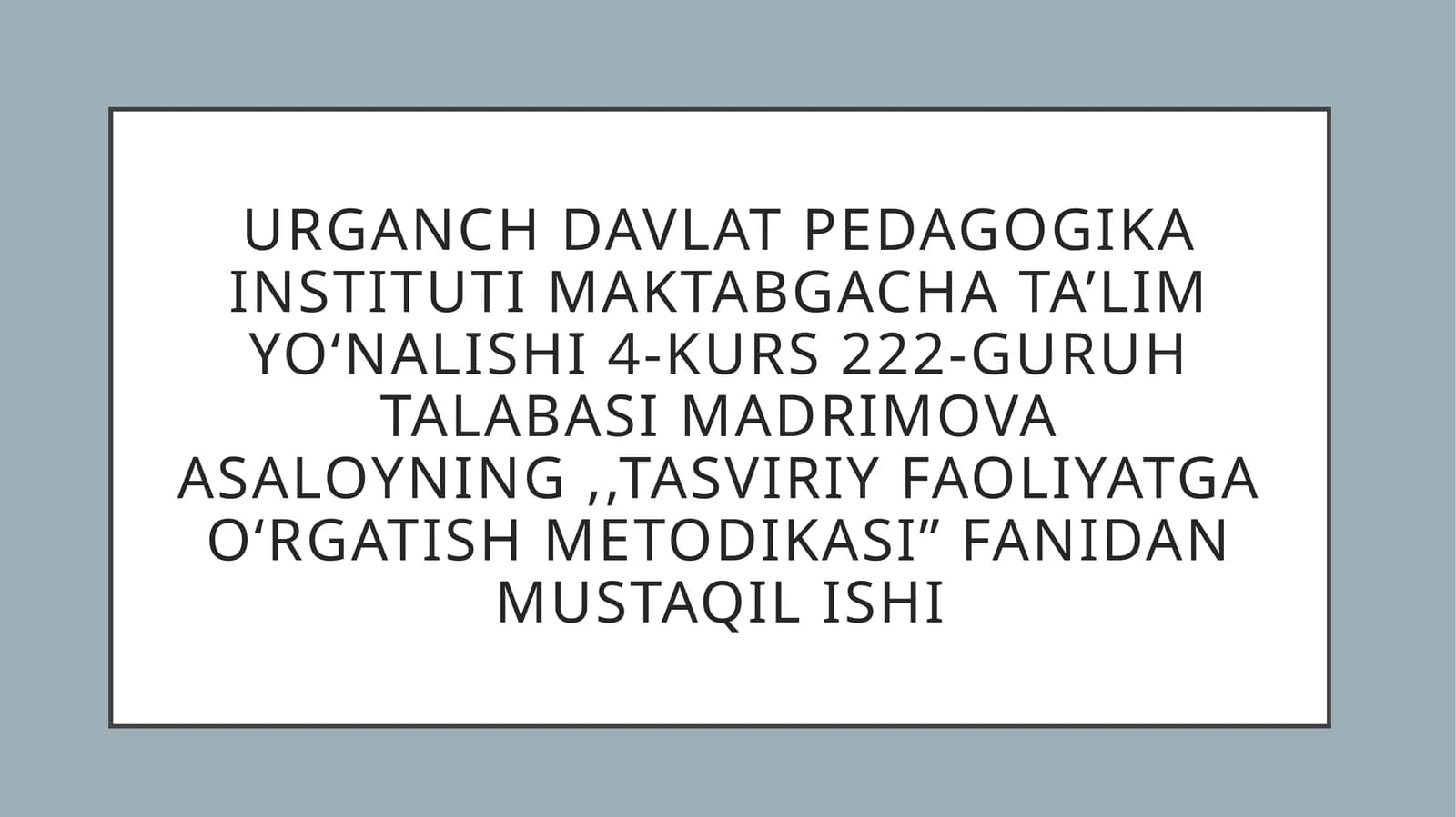 oʻrta guruh bolalariga predmetli rasm chizishni oʻrgatish