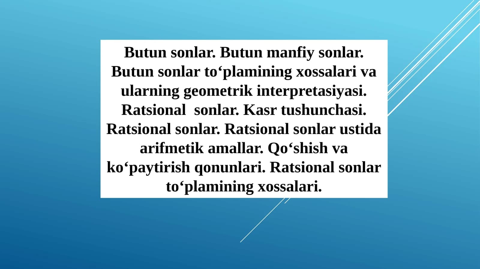 Ratsional sonlar va ularning geometrik interpretatsiyasi
