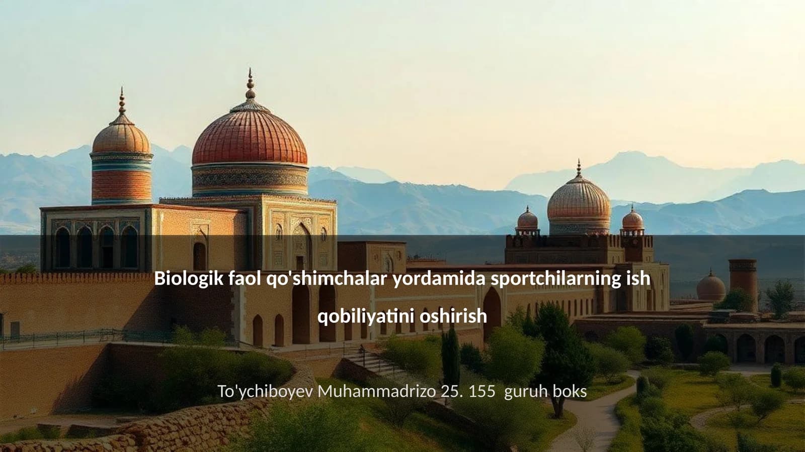 Biologik faol qo'shimchalar yordamida sportchilarning ish qobiliyatini oshirish
