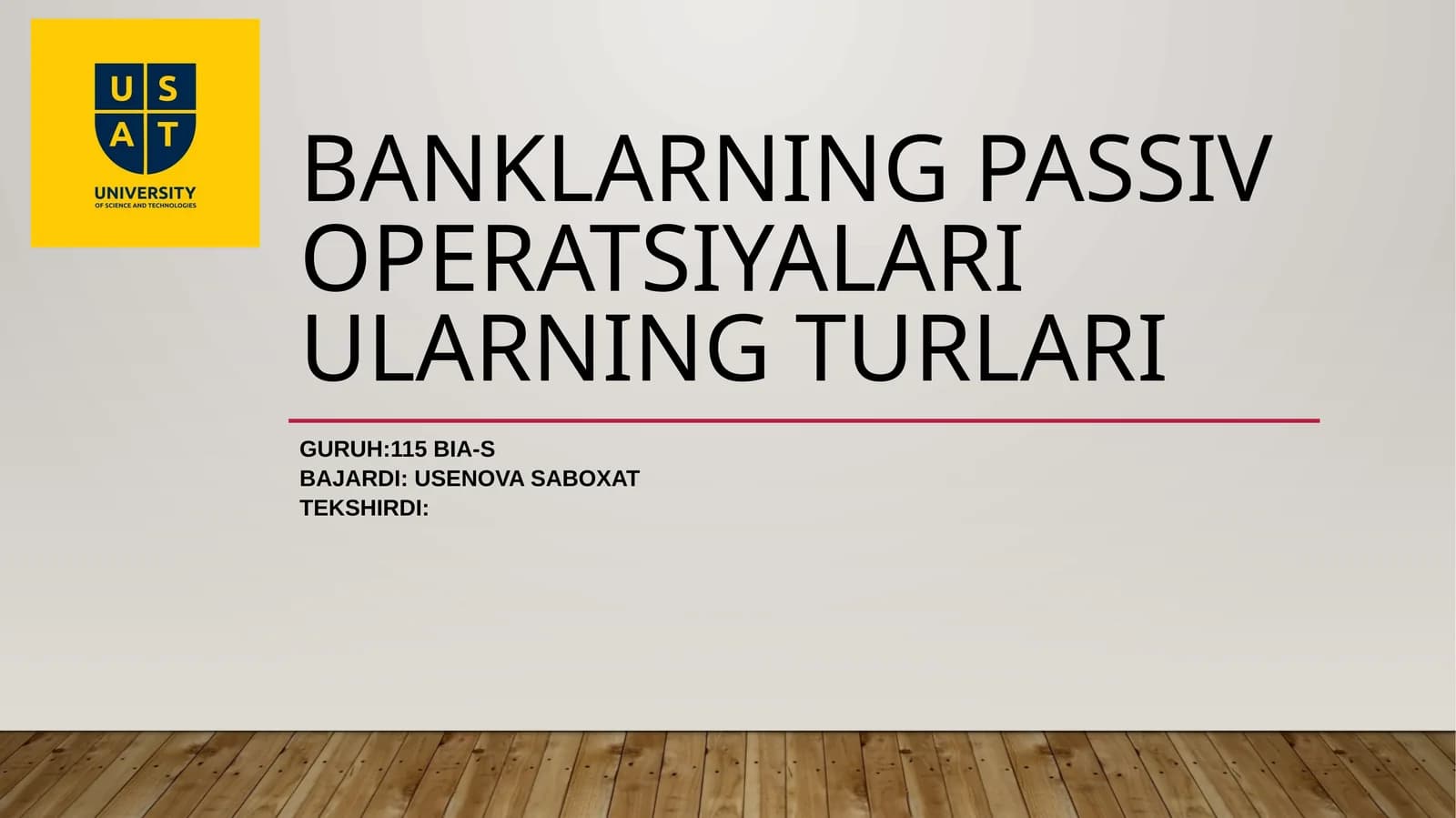 Tijorat Banklari va ularning operatsiyalari