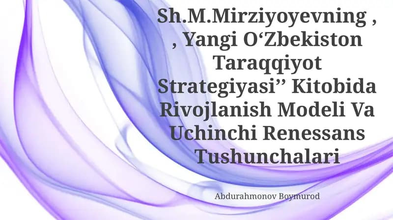 Yangi OʻZbekiston Taraqqiyot Strategiyasi Kitobi