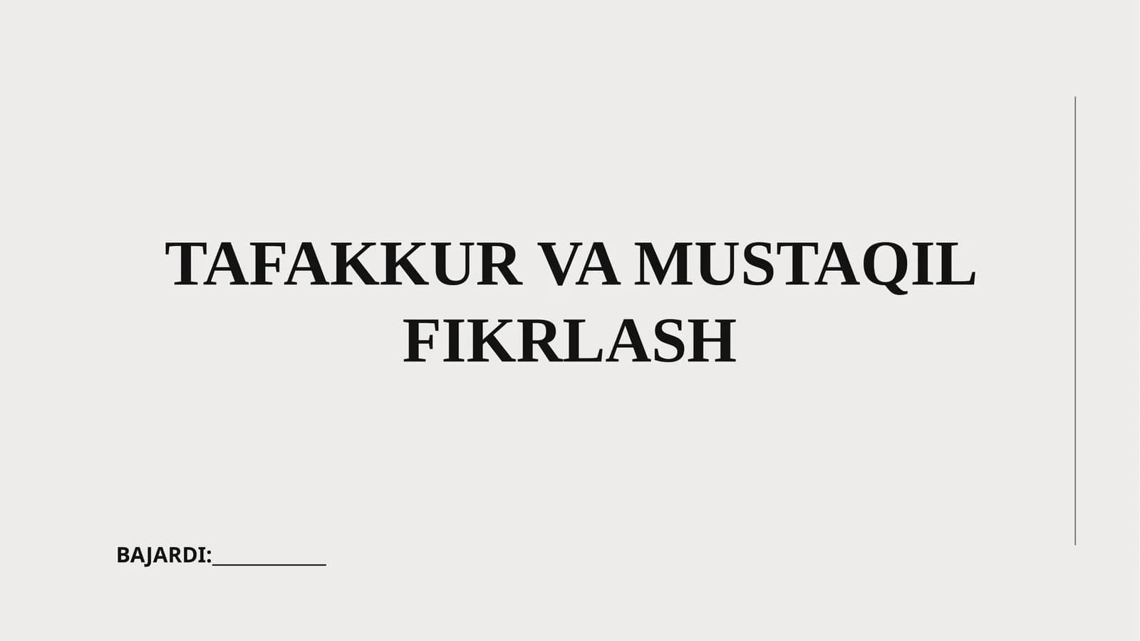 Tafakkur va Mustaqil Fikrlash