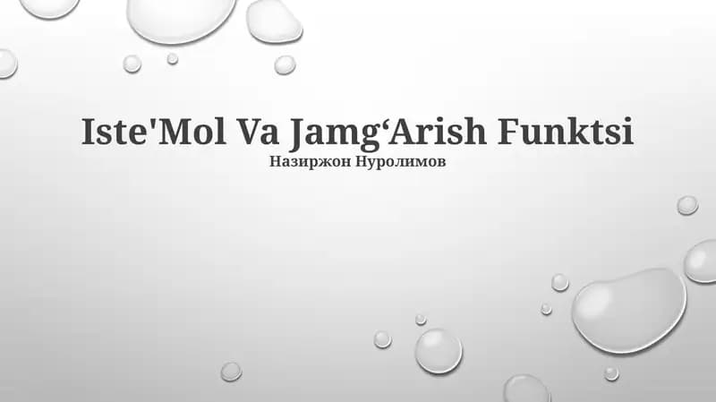 Iste'Mol Va Jamg‘Arish Funktsi
