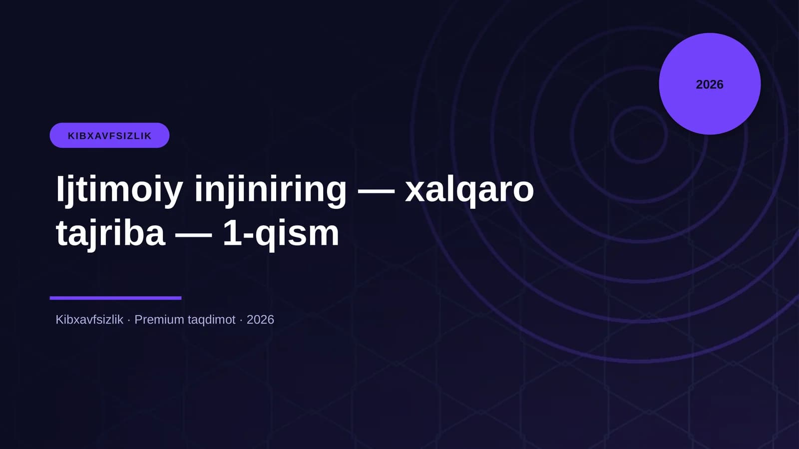 Ijtimoiy injiniring — xalqaro tajriba — 1-qism