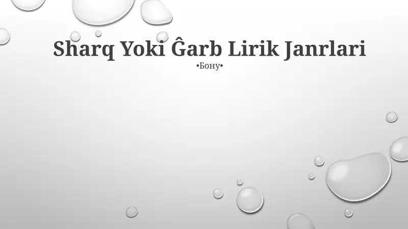 Sharq Yoki Ĝarb Lirik Janrlari