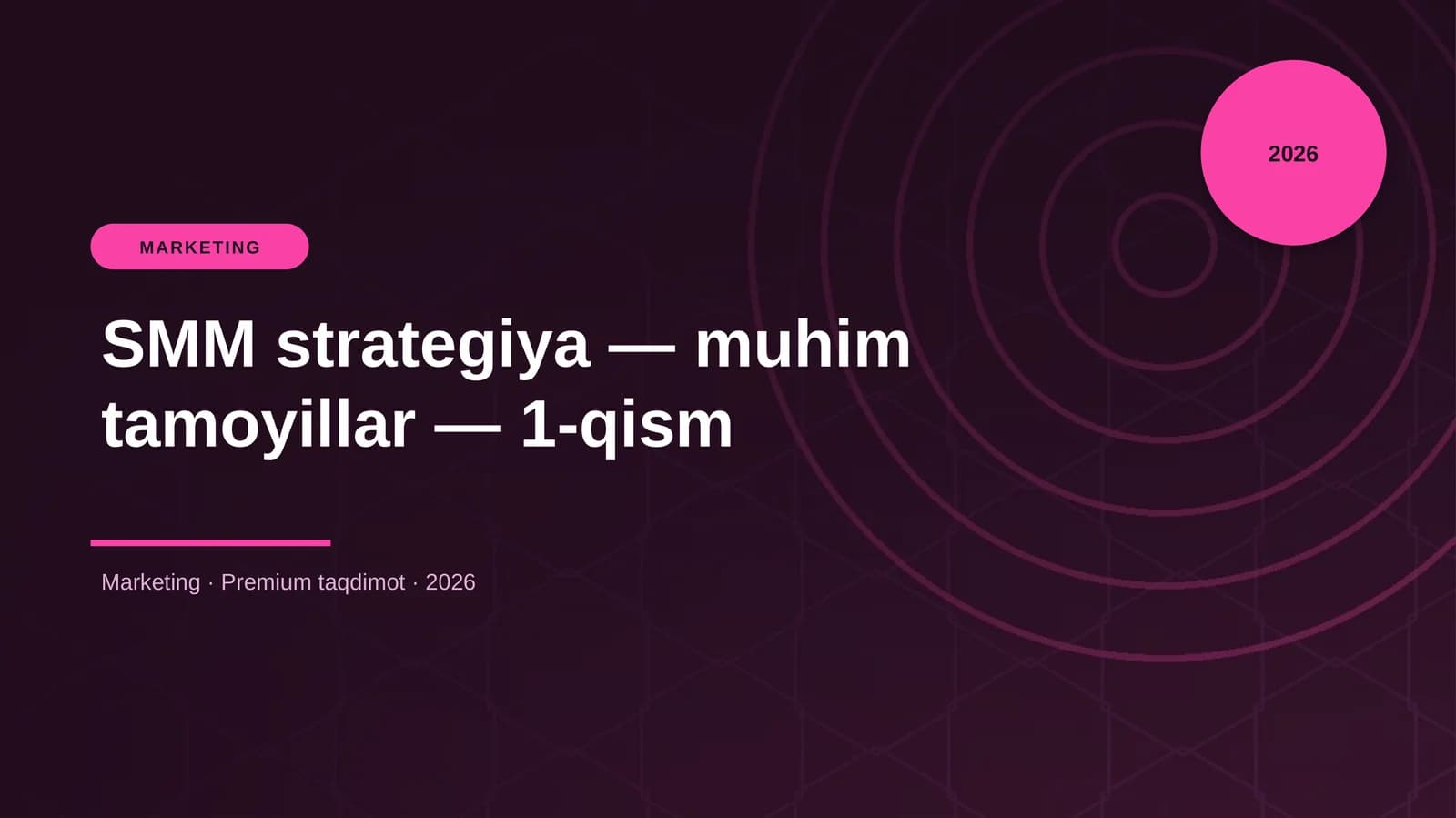 SMM strategiya — muhim tamoyillar — 1-qism