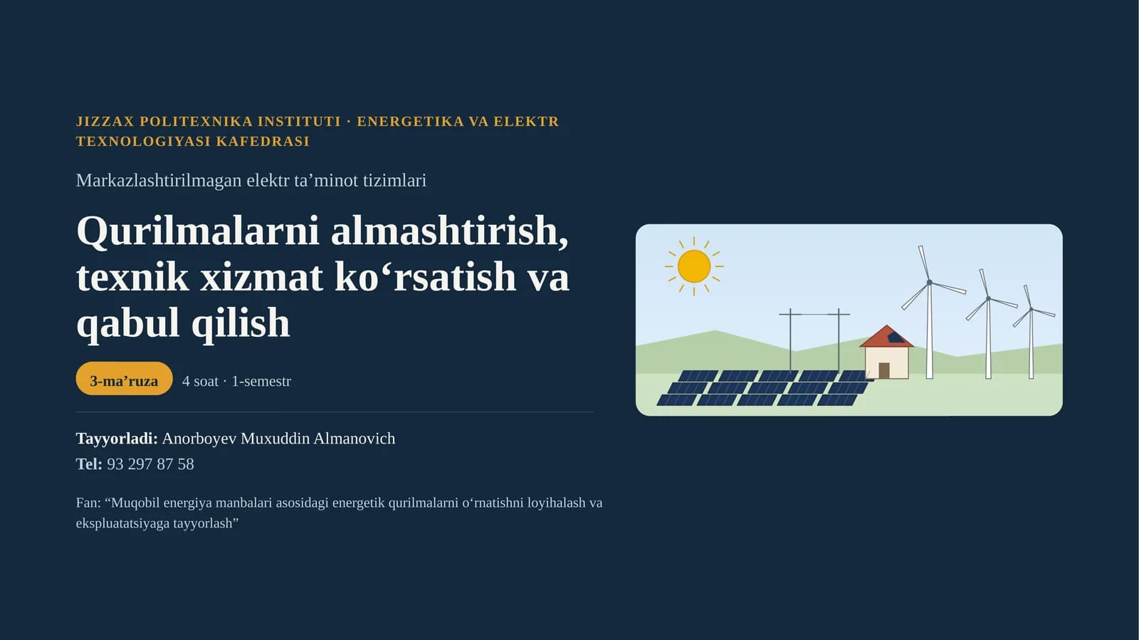 Markazlashtirilmagan elektr ta’minot tizimlari