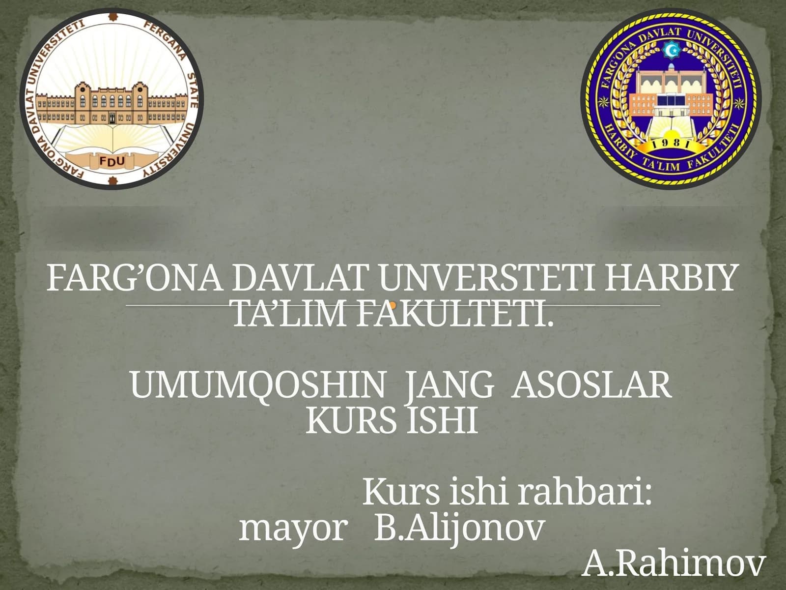 UMUMQO’SHIN JANG ASOSLARI