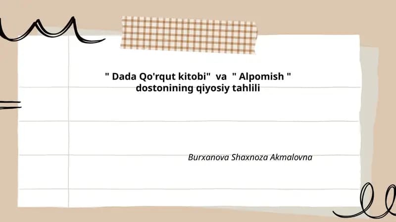 Dada Qo'rqut kitobi va Alpomish dostonining qiyosiy tahlili