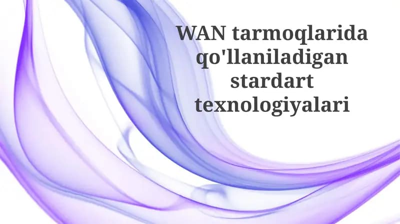 WAN tarmoqlarida qo'llaniladigan standart texnologiyalar