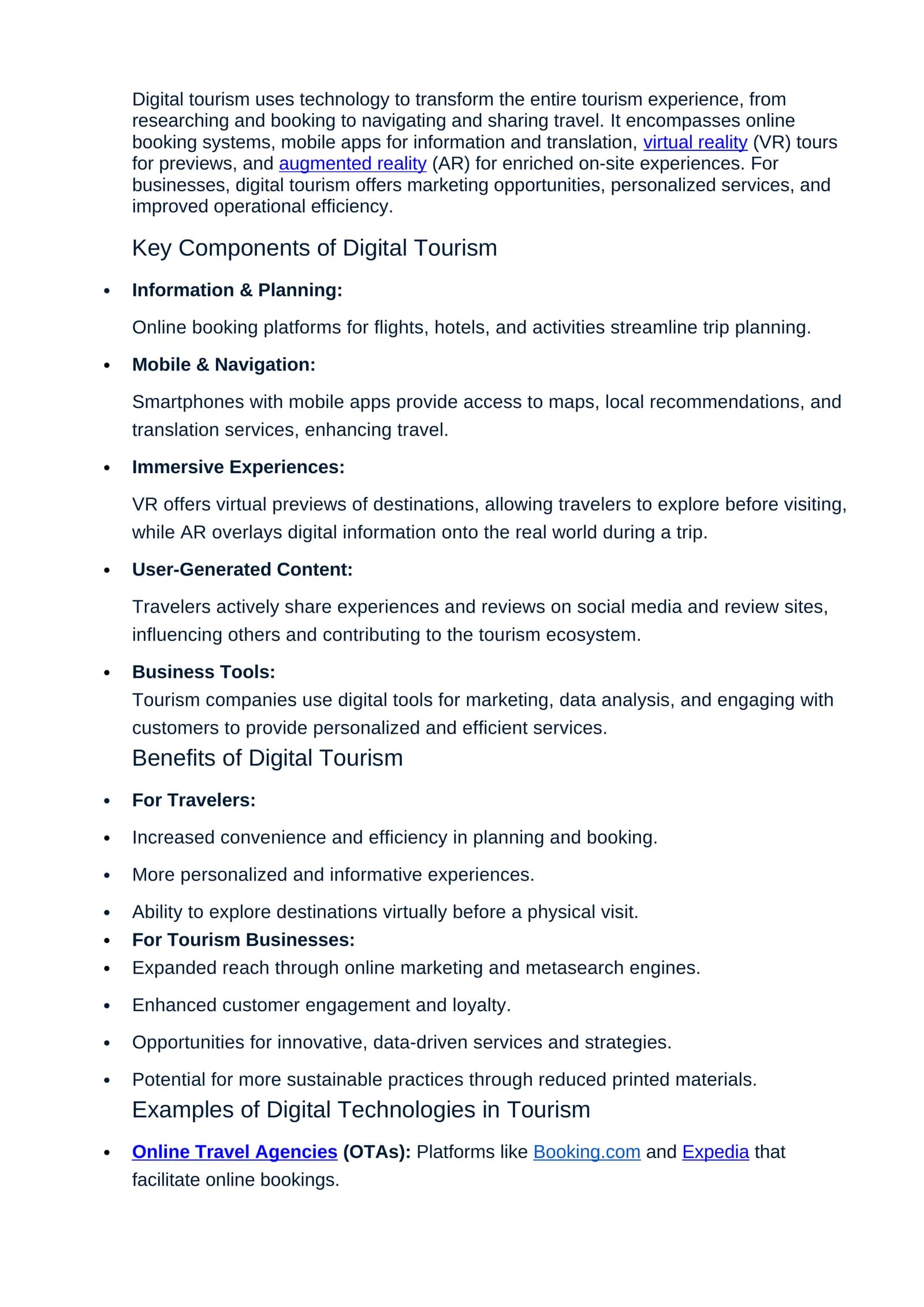 Digital tourism