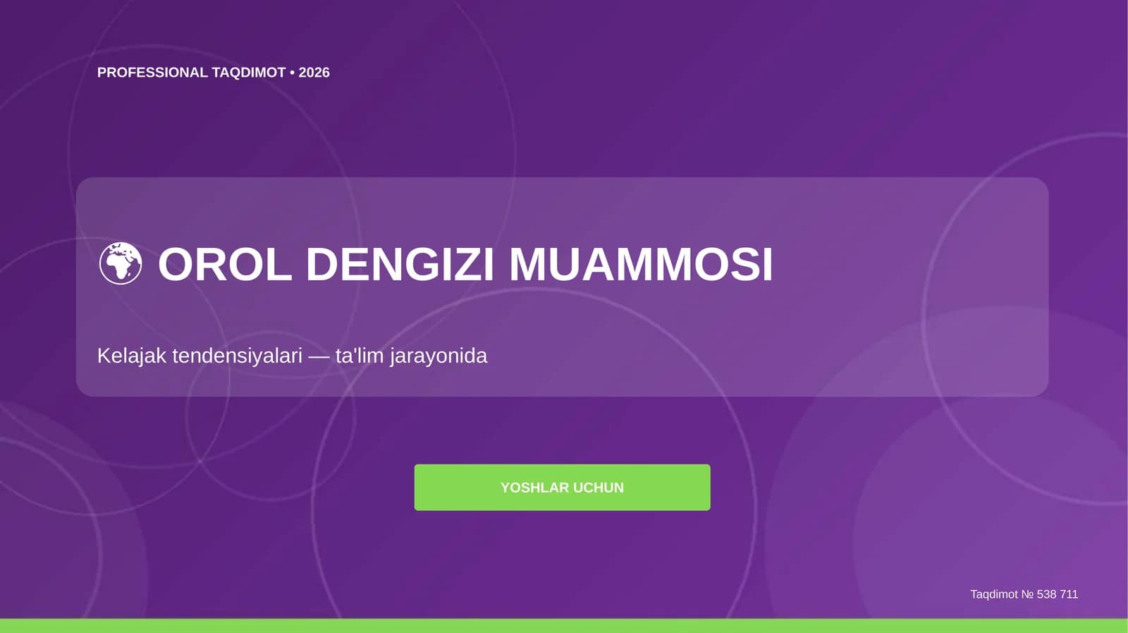 Orol dengizi muammosi: kelajak tendensiyalari (ta'lim jarayonida) [yoshlar uchun]