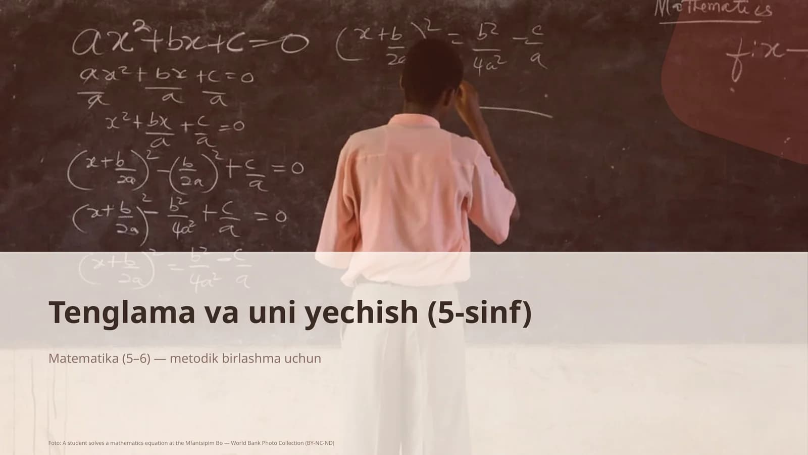 Tenglama va uni yechish (5-sinf) Matematika (5–6) — metodik birlashma uchun