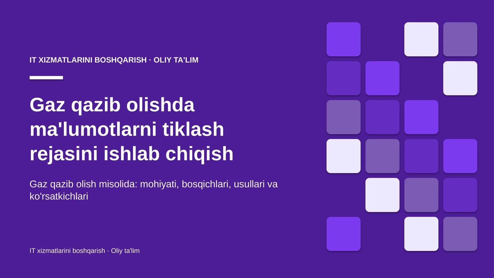 gaz qazib olishda ma'lumotlarni tiklash rejasini ishlab chiqish 7445