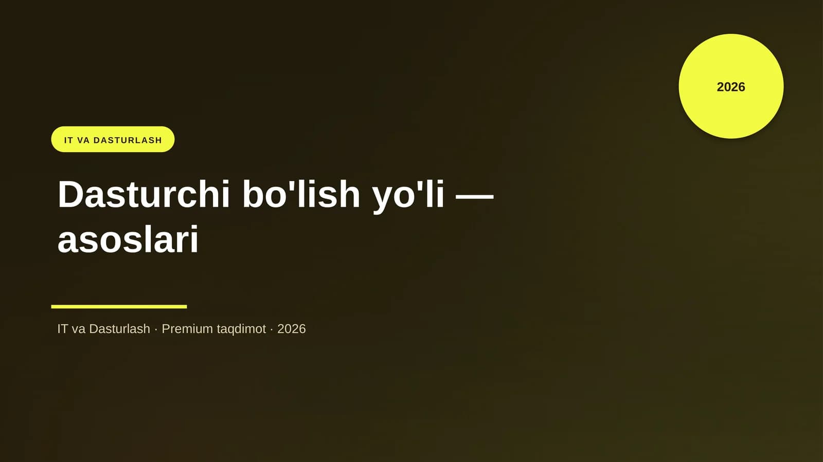 Dasturchi bo'lish yo'li — asoslari