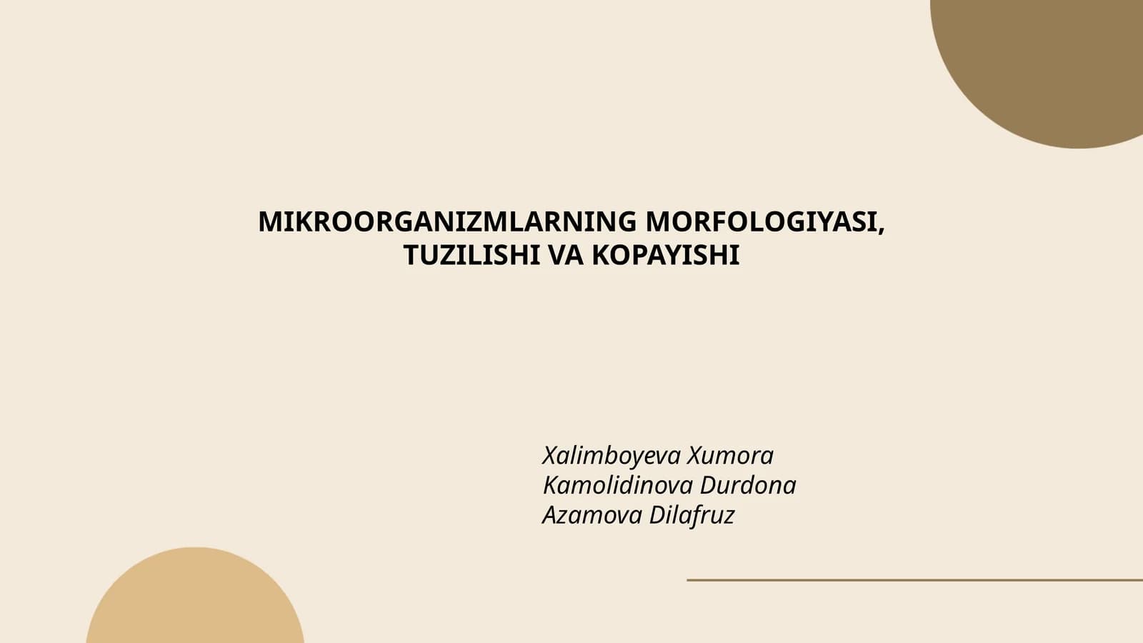 MIKROORGANIZMLARNING MORFOLOGIYASI, TUZILISHI VA KOPAYISHI