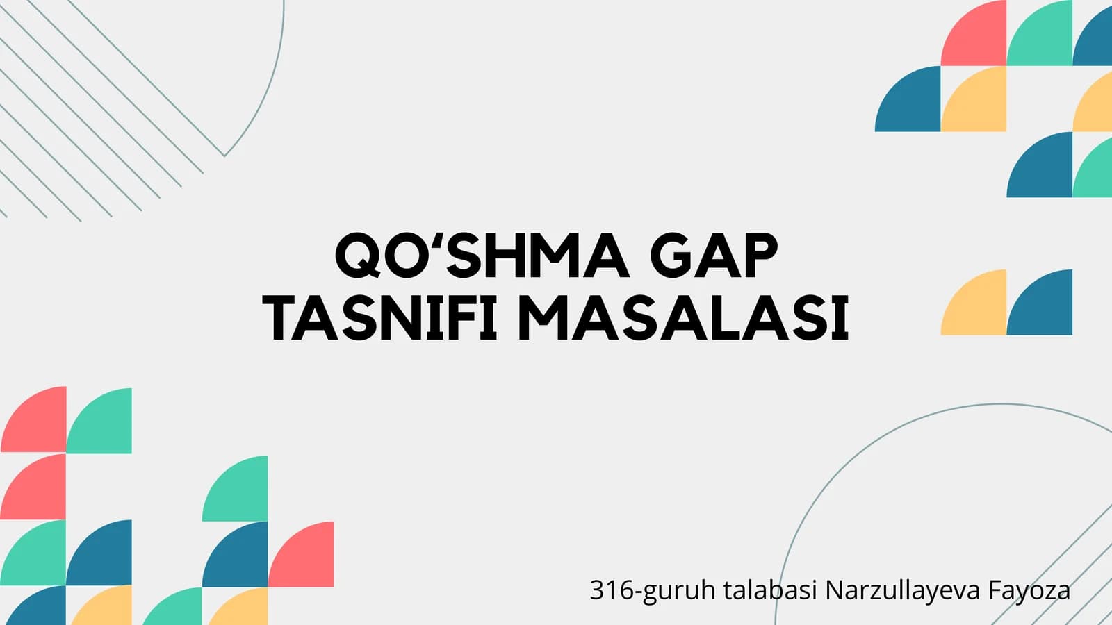 QOʻSHMA GAP TASNIFI MASALASI