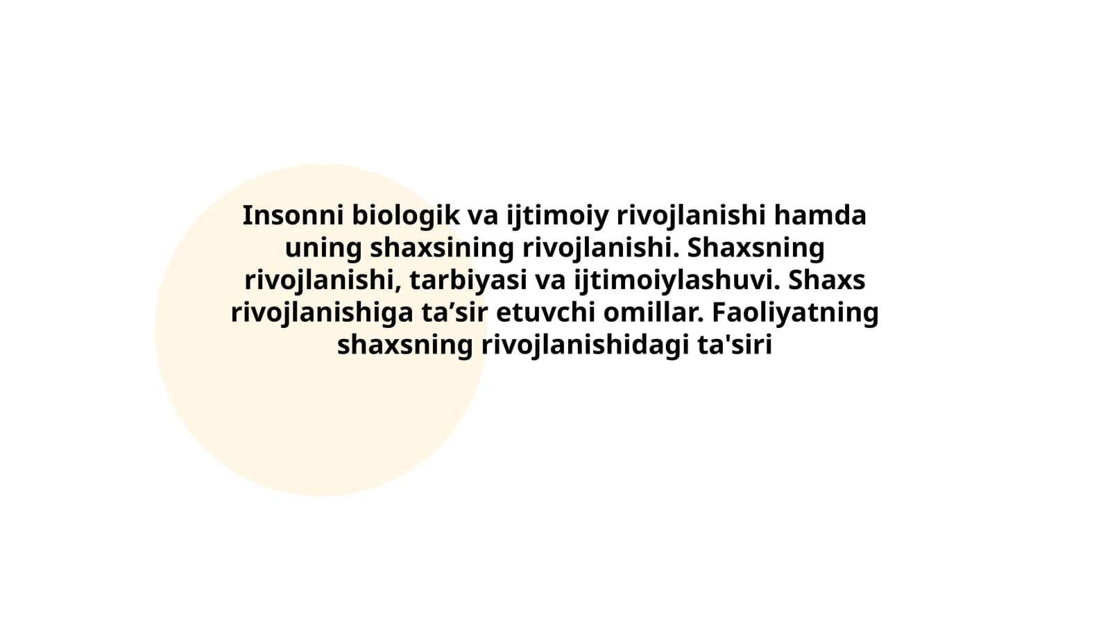 Shaxsning rivojlanishi va ijtimoiylashuvi