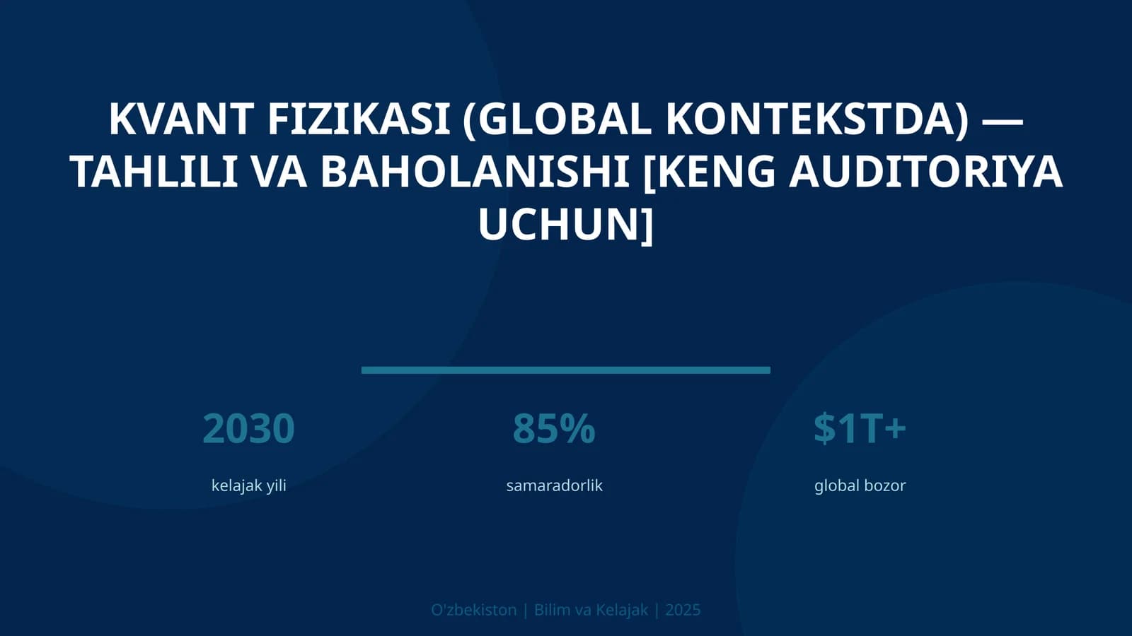 Kvant fizikasi (global kontekstda) — tahlili va baholanishi