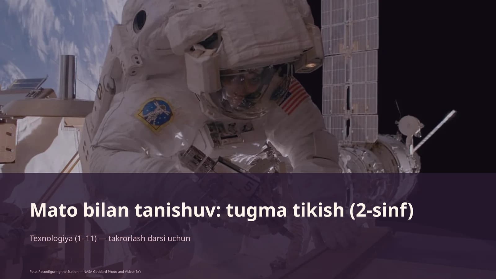 Mato bilan tanishuv: tugma tikish (2-sinf)