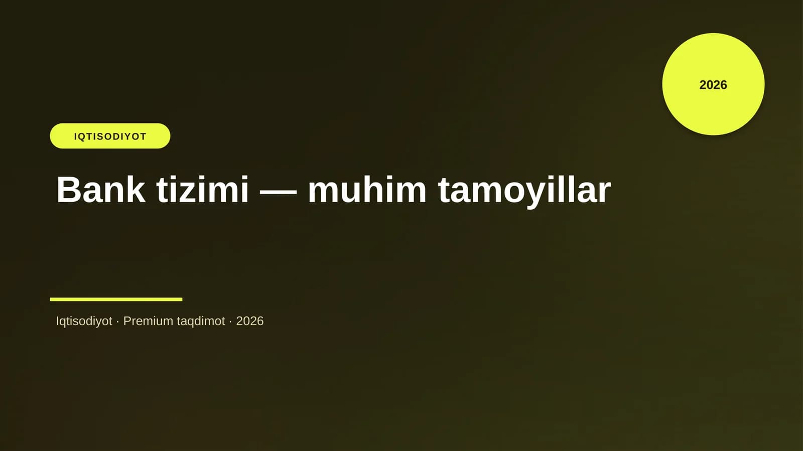 Bank tizimi — muhim tamoyillar