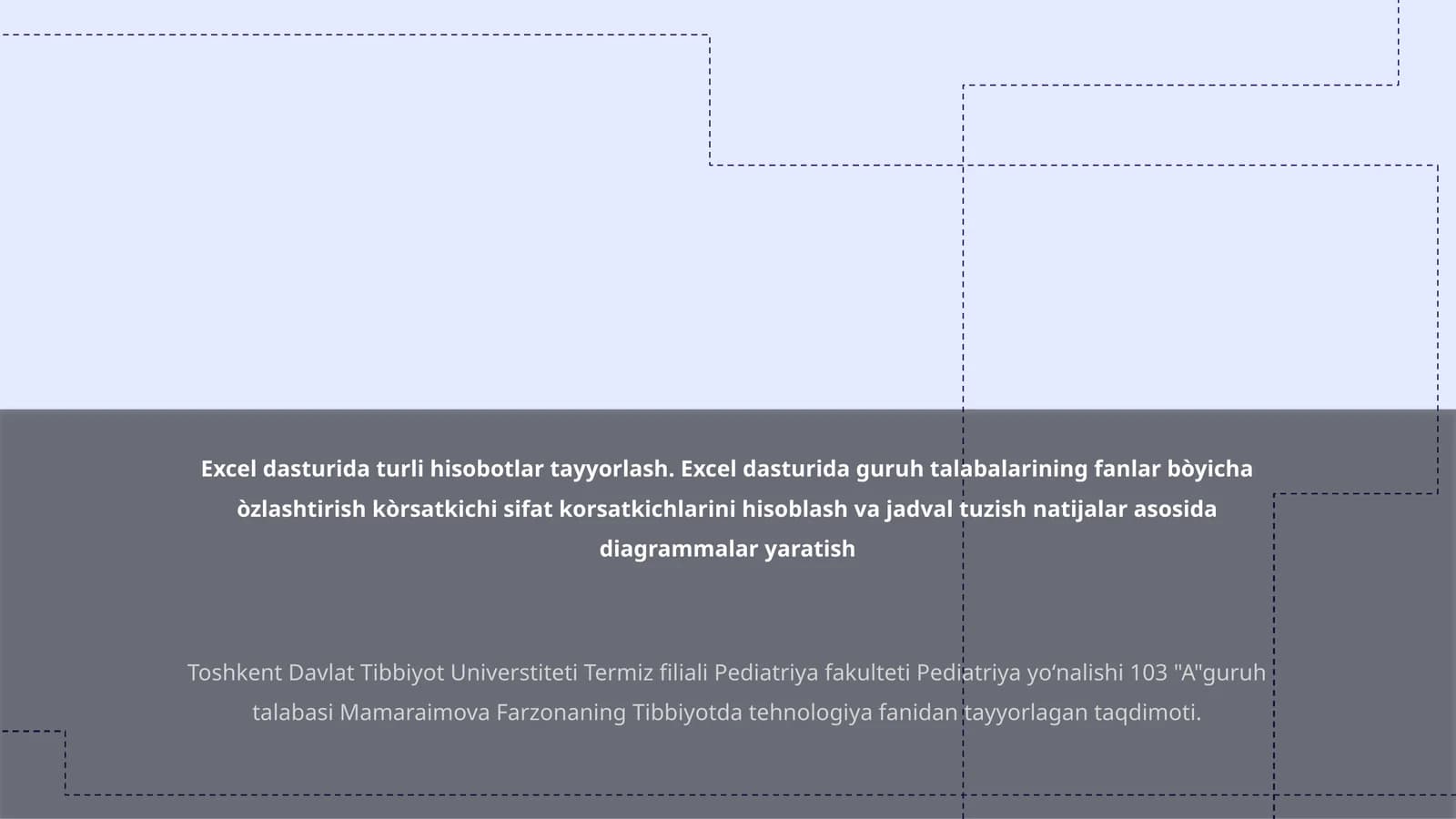 Excel dasturida hisobot tayyorlash