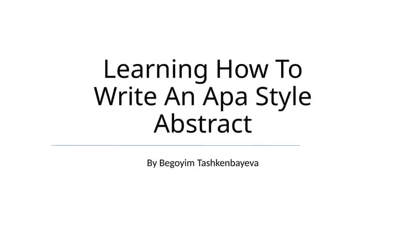 Learning How To Write An Apa Style Abstract