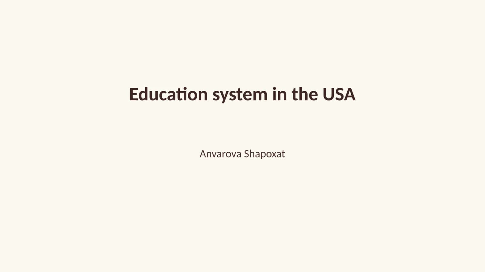 Education system in the USA