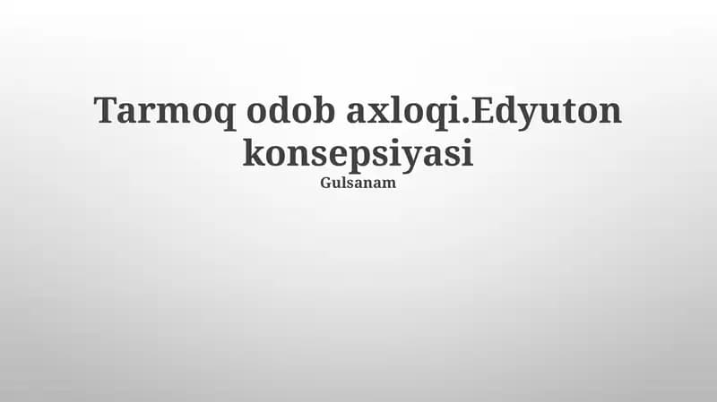 Tarmoq Odobi va Eduytonning O'zaro Aloqasi