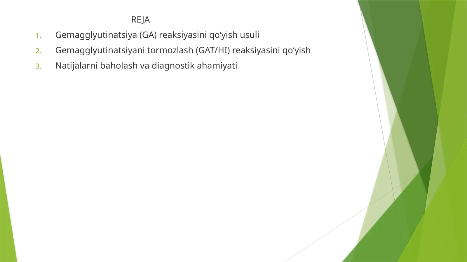 Gripp kasalligida gemagglyutinasiya va gemagglyutinasiyani tormozlash reaksiyalarini qoyish va natij
