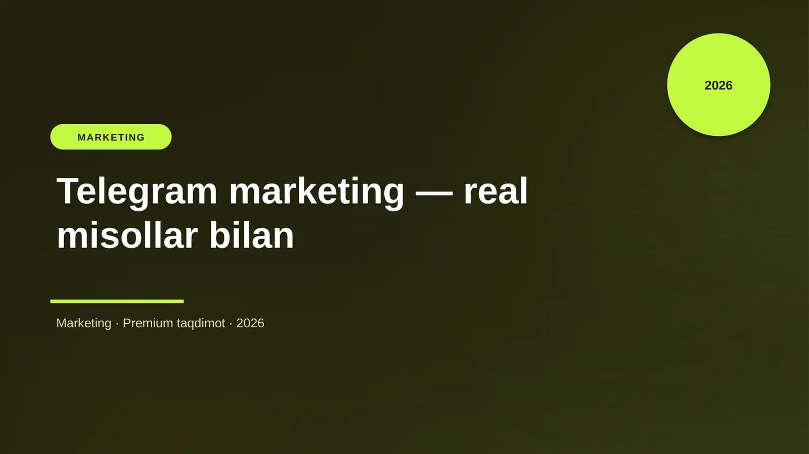 Telegram marketing — real misollar bilan