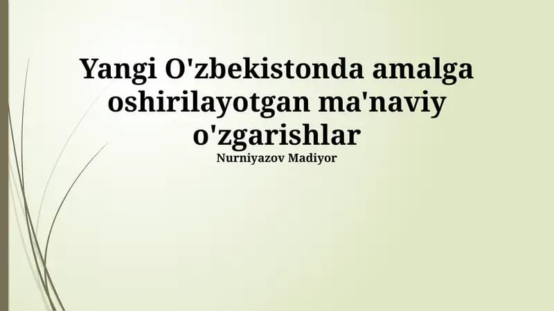 Ma'naviy o'zgarishlar