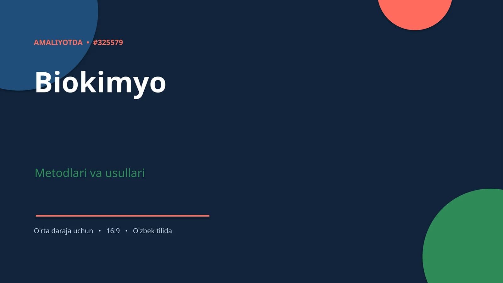 Biokimyo Metodlari va usullari