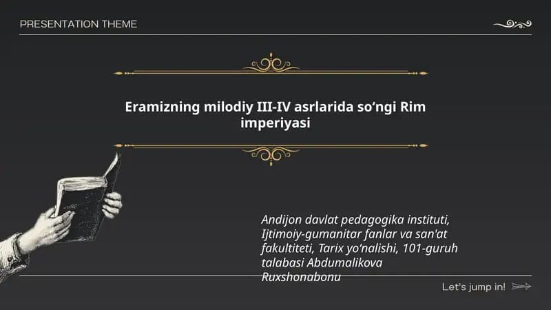 Eramizning milodiy III-IV asrlarida soʻngi Rim imperiyasi