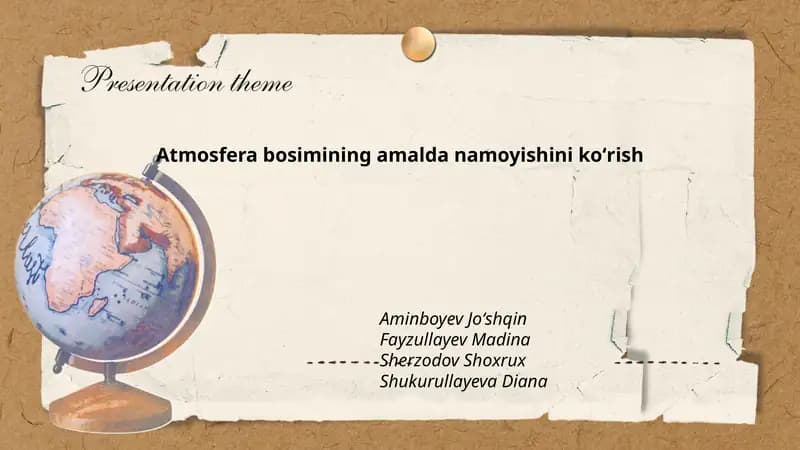 Atmosfera bosimining amalda namoyishini koʻrish