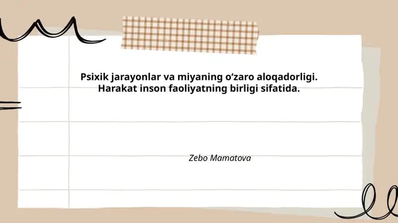 Miya va psixik jarayonlarning neyrofiziologik asoslari