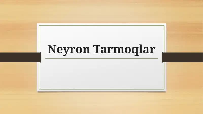 Neyron tarmoqlar