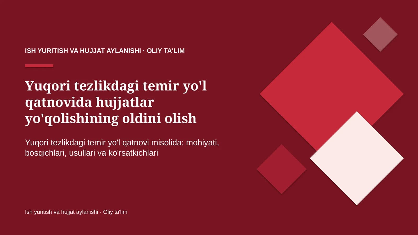 yuqori tezlikdagi temir yo'l qatnovida hujjatlar yo'qolishining oldini olish 7695
