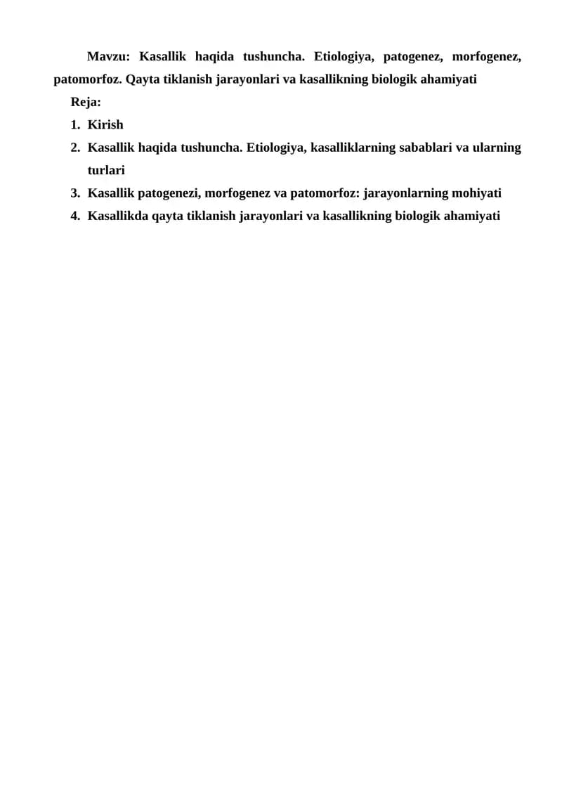 Kasallik haqida tushuncha