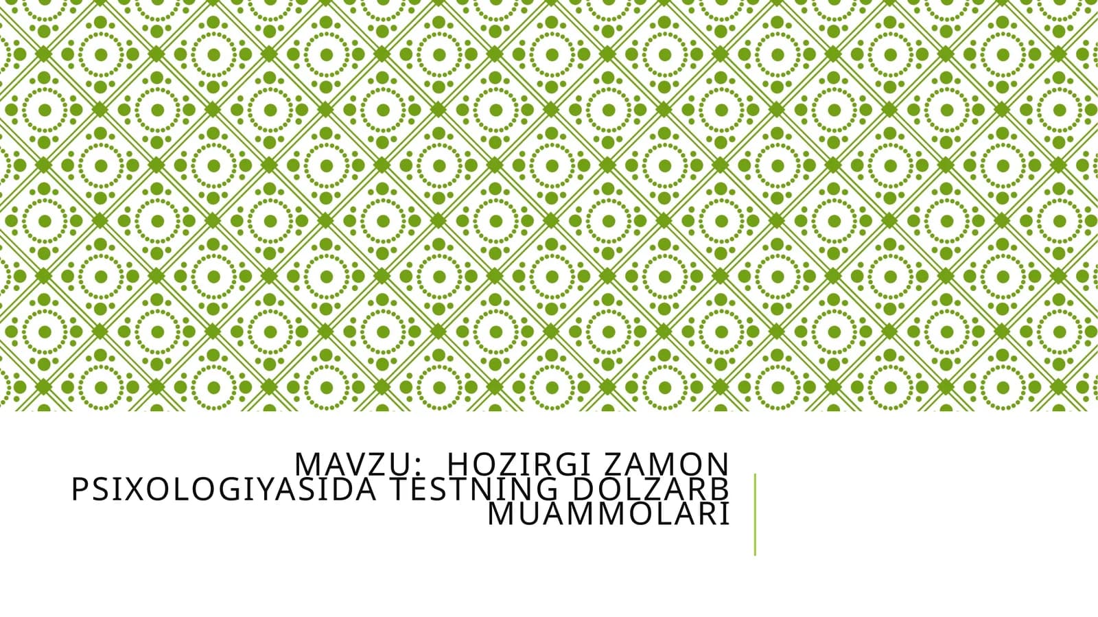 Hozirgi zamon psixologiyasi dastlarning dolzarb muammolari