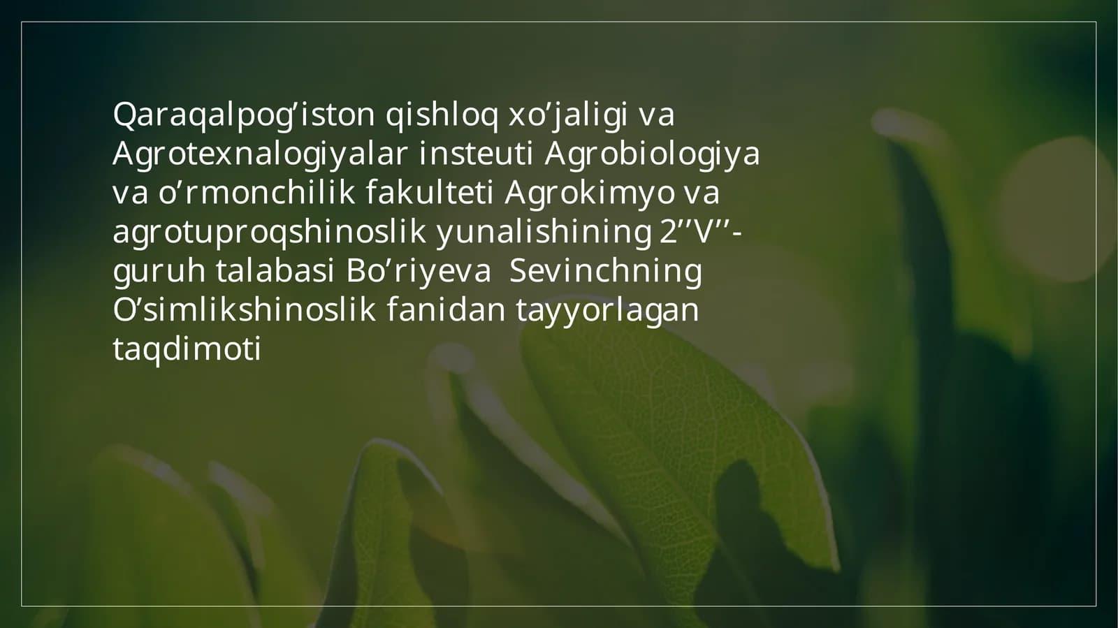 Donvadukakliekinlarning biologiyasi va etishtirish texnologiyasi