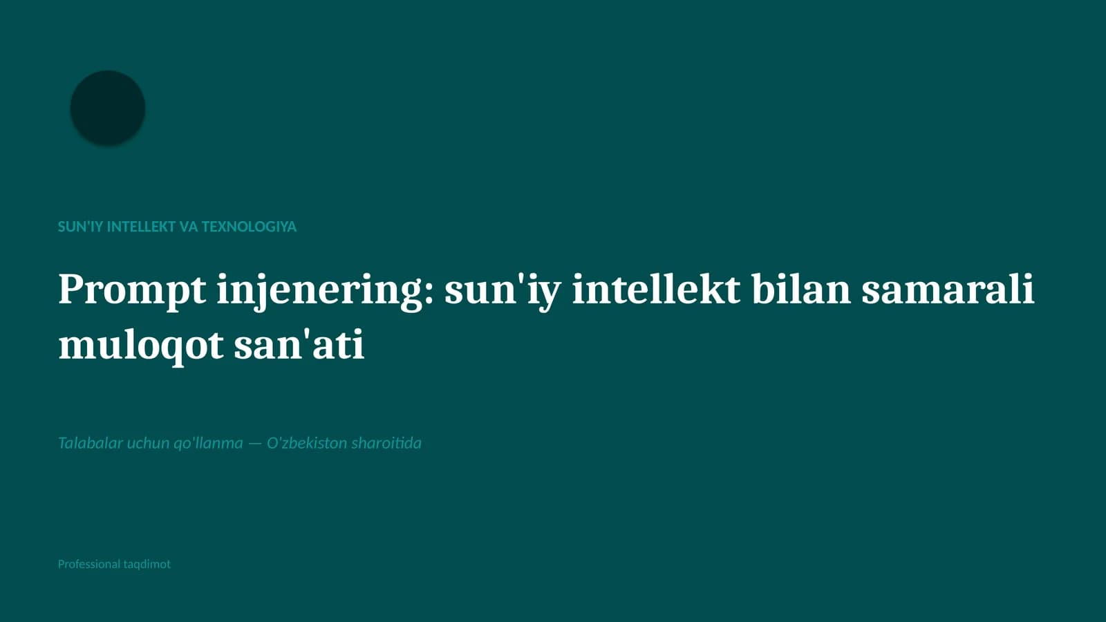SUN'IY INTELLEKT VA TEXNOLOGIYA