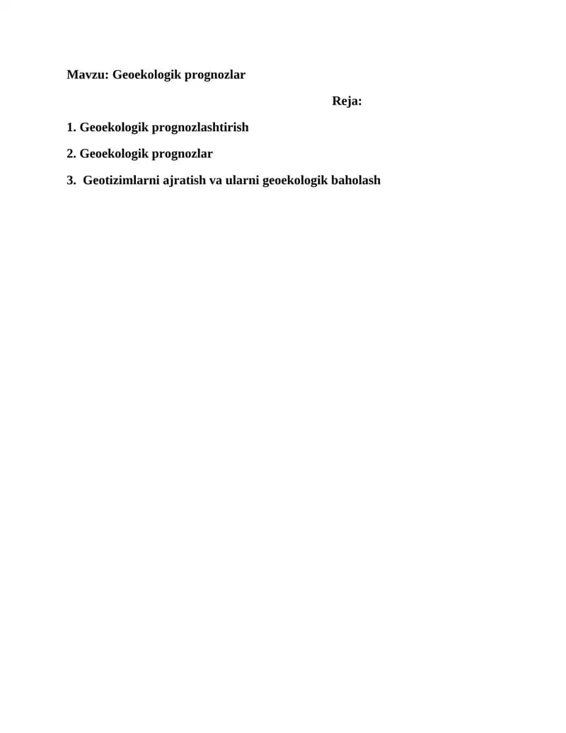 Geoekologik prognozlar