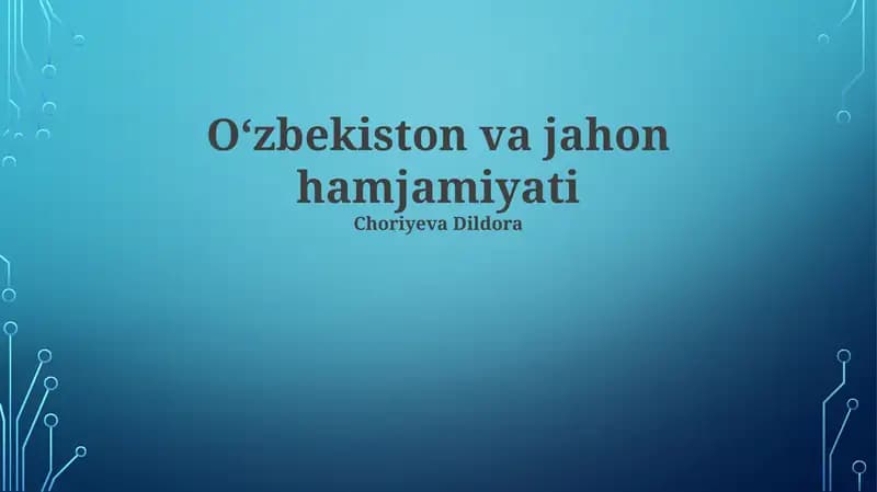 Oʻzbekiston va jahon hamjamiyati
