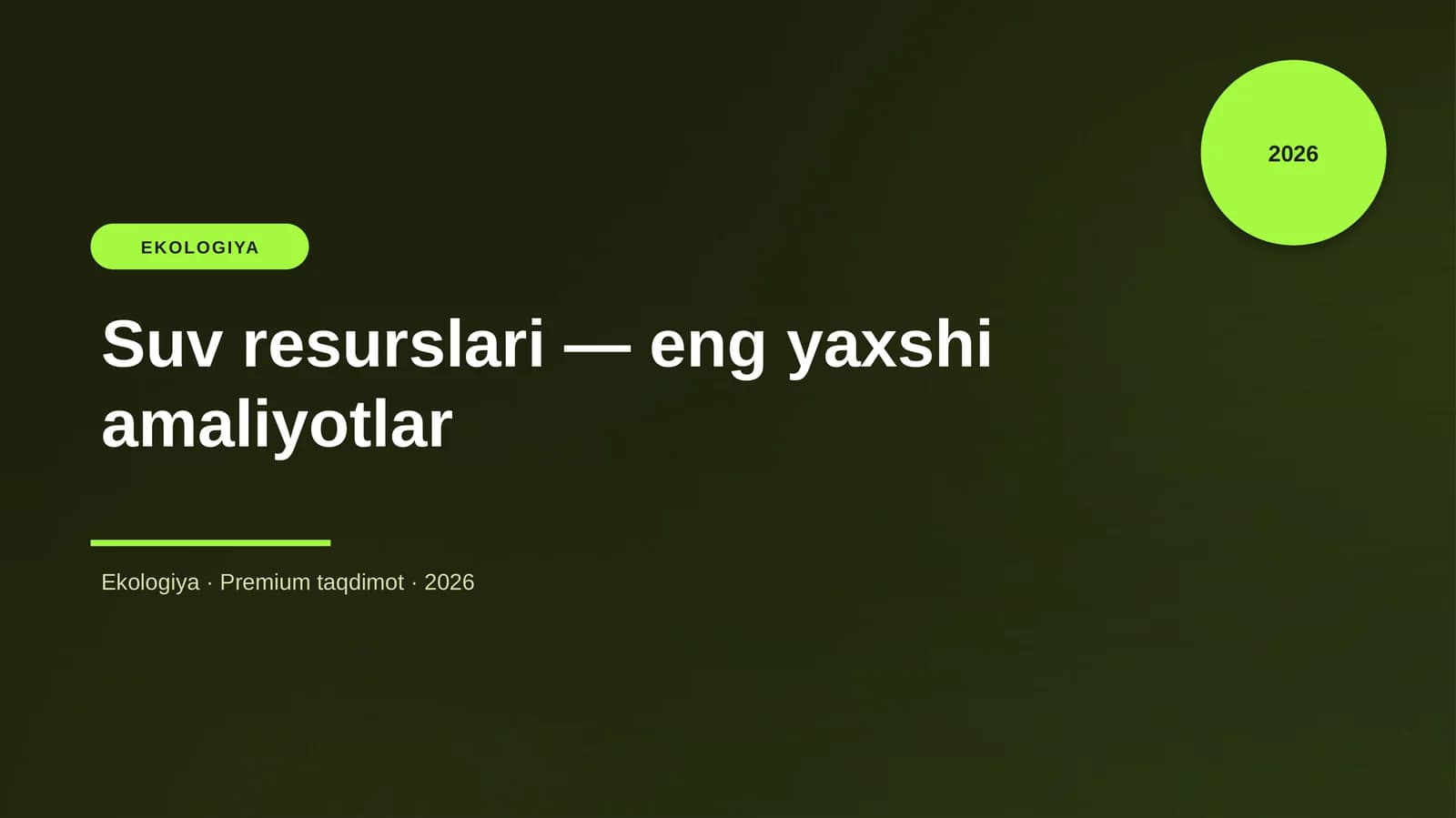 Suv resurslari — eng yaxshi amaliyotlar